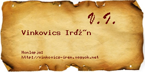 Vinkovics Irén névjegykártya
